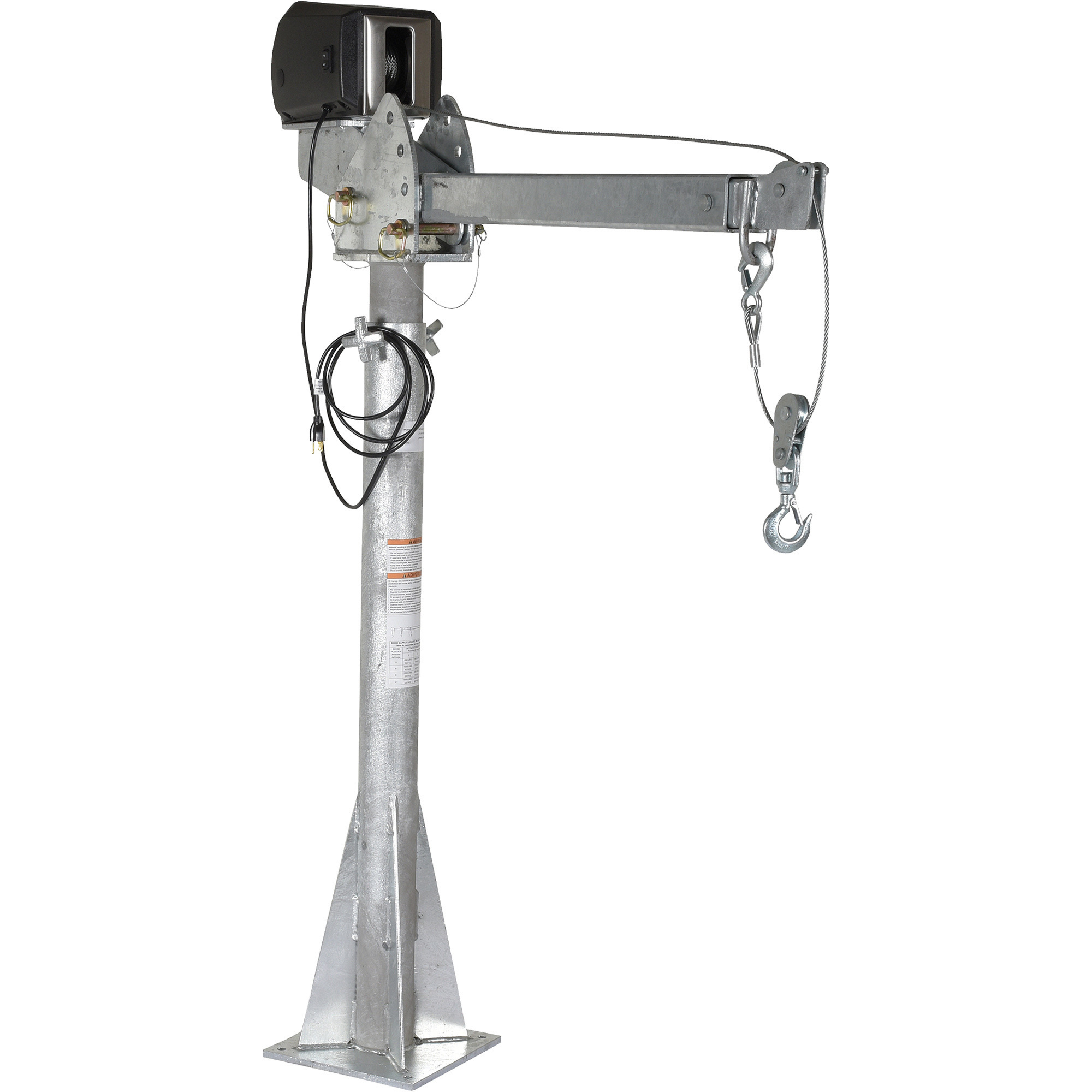 Vestil AC Powered Jib Crane - 2000-Lb. Capacity, Galvanized, Telescopic Boom, Model# WTJ-20-3-AC-GAL